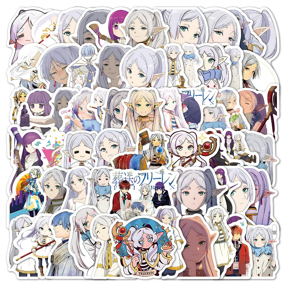 60Pcs Frieren Anime Girl Graffiti Stickers for Bottle Laptop Decor Japanese Anime Character Sticker