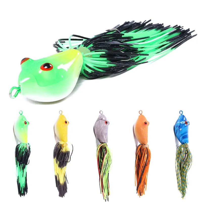 Wholesale FO030 10cm 8.4g Artificial Baits Frog Fishing Lures with Long Skirts Tail