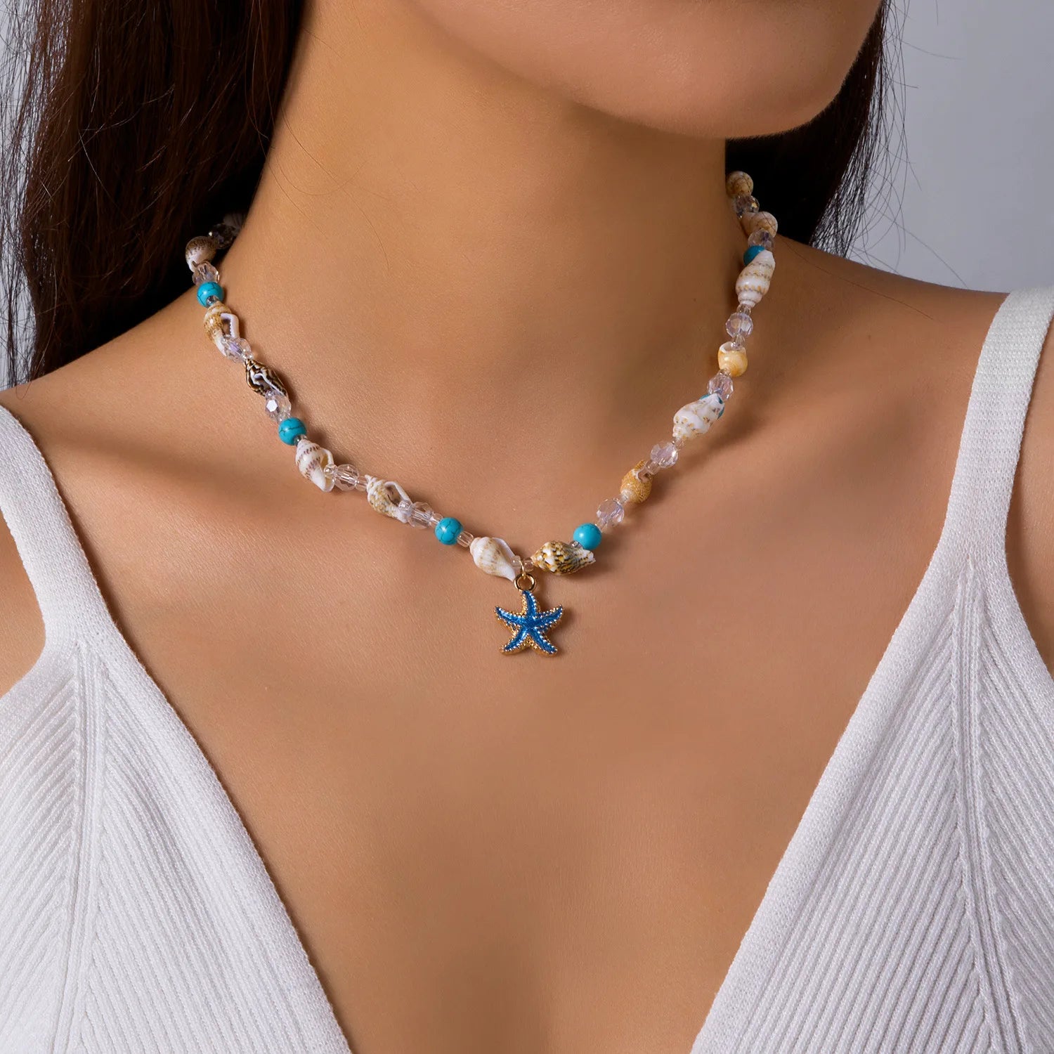 Hawaii Summer Beach Sea Shell Starfish Turtle Necklace Bracelet Vacation Party Jewelry Gift for Women Girls