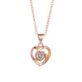 Trendy Couples Matching Diamond Color Love Heart Shaped Frame Chain Pendant Necklace for Anniversary