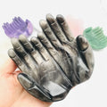 Gemstone Healing Crystal Wholesale Natural Purple Mica Silver Obsidian Crystal Hands Bowl For Home Decoration