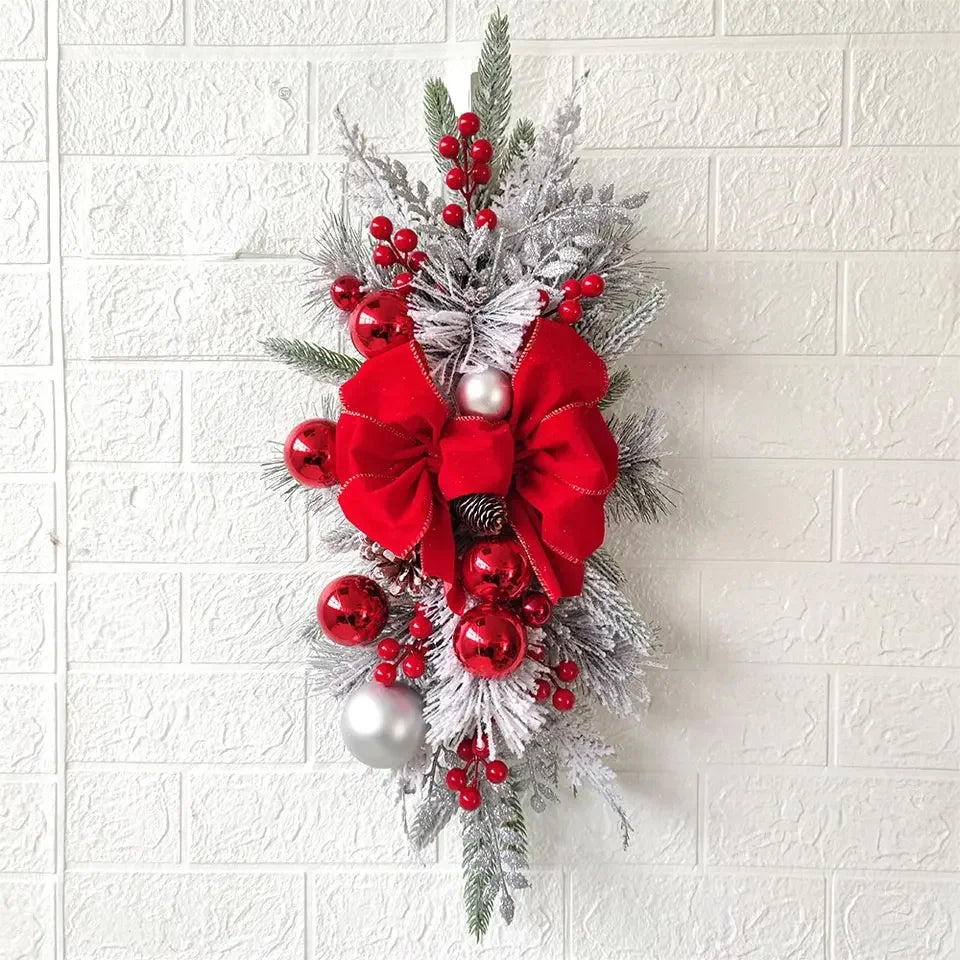 New Bow Hanging Decoration New Year Nordic Home Style Scene Decoration Christmas Staircase Wreath