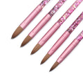 Pure Kolinsky Oval Crimped Shaped Brush with Pink Liquid Glitter Hand Nail Brushes Acrylic Nail Brush