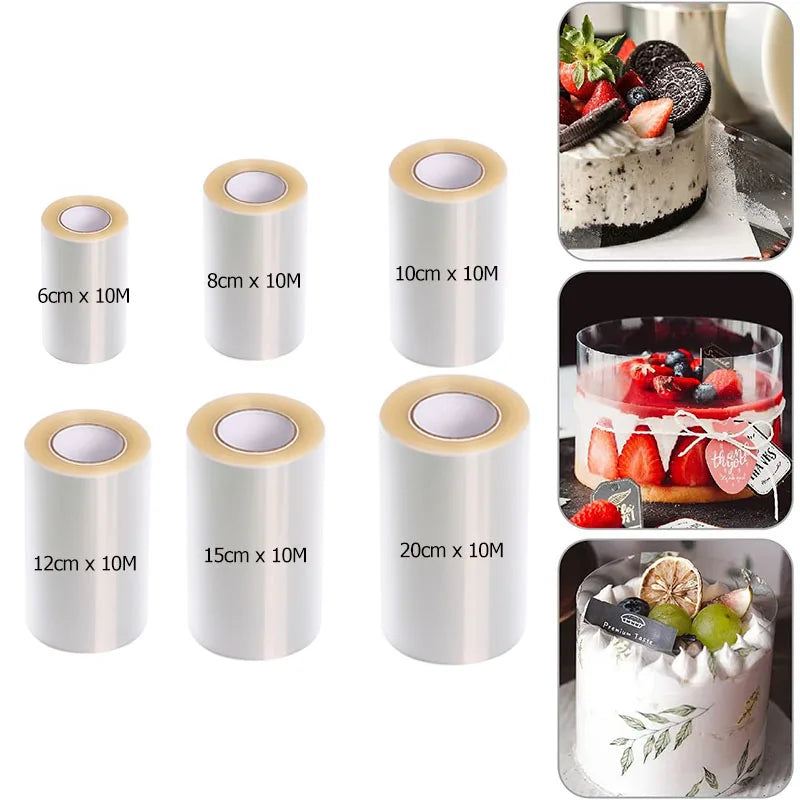 10M Acetate Transparent Mousse Cake Surround Film Plastic Roll Cake Collar Chocolate Mousse Cake Decoration Sizes