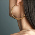YF3638 Minimalist Exaggerate Waterproof 18K Gold Plated Stainless Steel Large Earrings Chunky Geometric Hollow Hoop Earring
