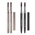 Custom Logo UV Gel Nail Art Brushes with Lid Good Quality Metal Handle Oval Flat Head in Gray Black Made of Nylon