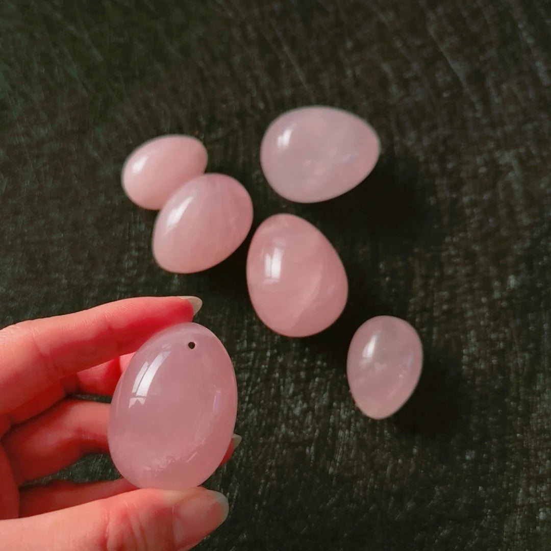 DIY Rose Quartz Yoni Egg Vaginal Tightening Love Egg Kegel Exerciser Women Natural Stone Crystal Hygiene Yoni Ball S M L