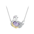 Factory 925 Sterling Silver Swan Necklace Oval-shaped Purple Zircon Stone for Women Daily Party Gift Luxury Fine Jewelry BSN367