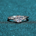 Silver 925 Original 1 Carat Brilliant Cut Diamond Test Past D Color Moissanite Plant Leaf Ring Sparkling Gemstone Party Jewelry