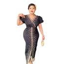 In Stock African Long Dresses for Women Mesh Gauze African Traditional Attire Luxury Rhinestones African American Dress