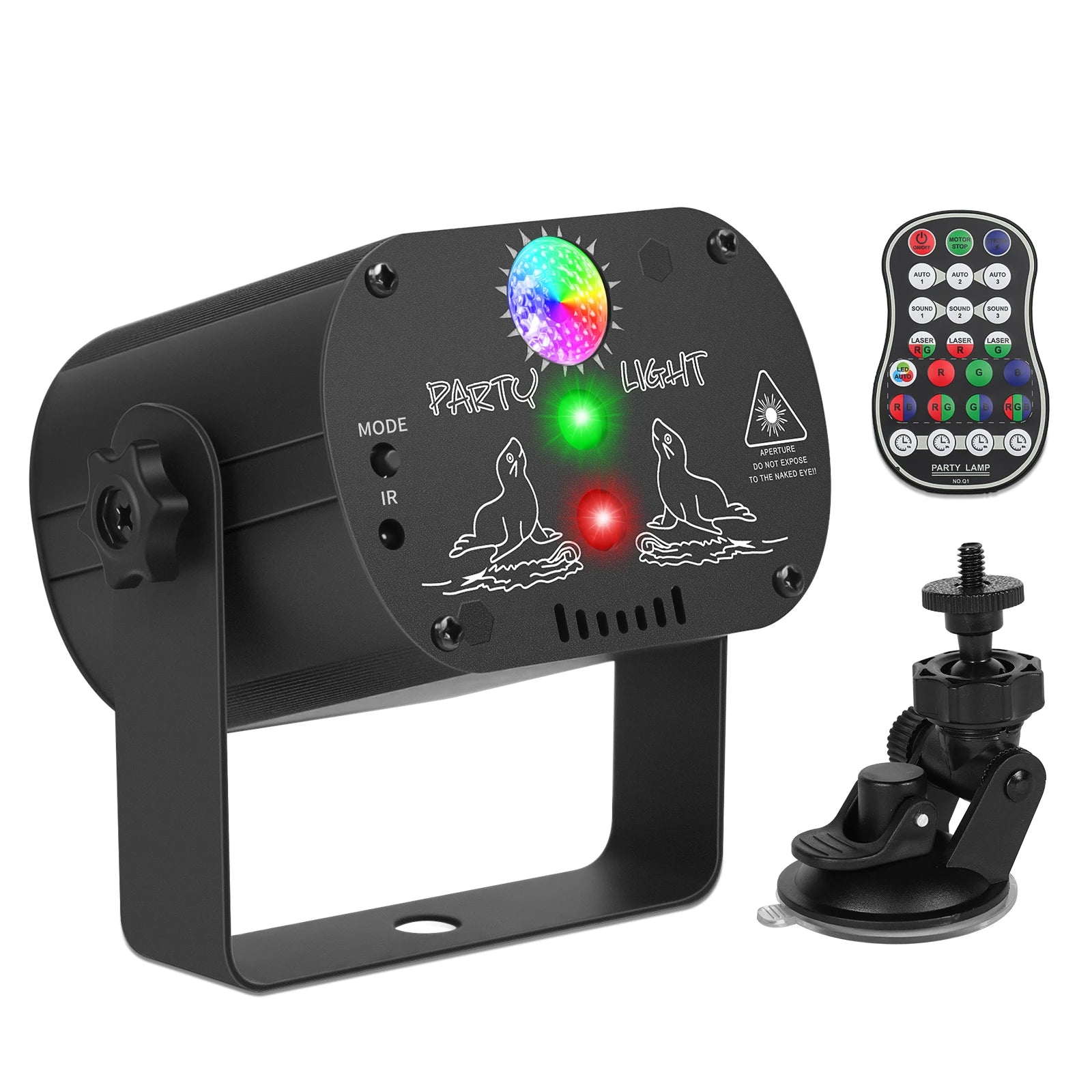 U`king USB Rechargeable Mini LED Party Light R&G Disco Laser Lights Dj Disco Club Band Shows Party Stage 3 in 1 RGB Lamp Beads