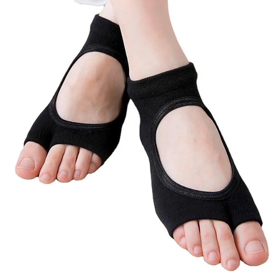 Split Toe Grip Cotton Socks Pilates Non-slip Open Yoga Socks for Women Non-slip Grips