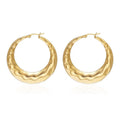 Hawaiian Jewelry Wholesale Stainless Steel Wave Rounded Hollow Tube Hoop Earrings Women