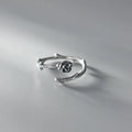 925 Sterling Silver Ring for Women Wedding Anniversary Fine Jewelry Retro Silver Rose Ring Ancient Silver Engagement Ring