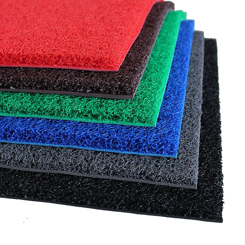 PVC Loop Pile Coil Door Mat Anti-Slip Washable Puzzle Pattern Modern Hallway Outdoor Use Stain Resistant