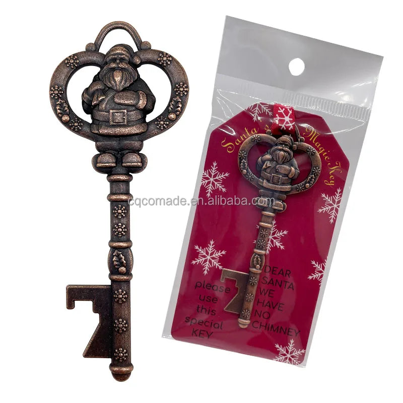 Fast Shipping Antique Copper Metal Santa Key Christmas Ornaments Santa's Magic Keys