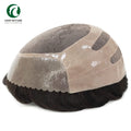 Durable Men's Indian Remy Hair Toupee with Fine Mono Base PU Coating 120% Density 30mm Curl 17cm Length