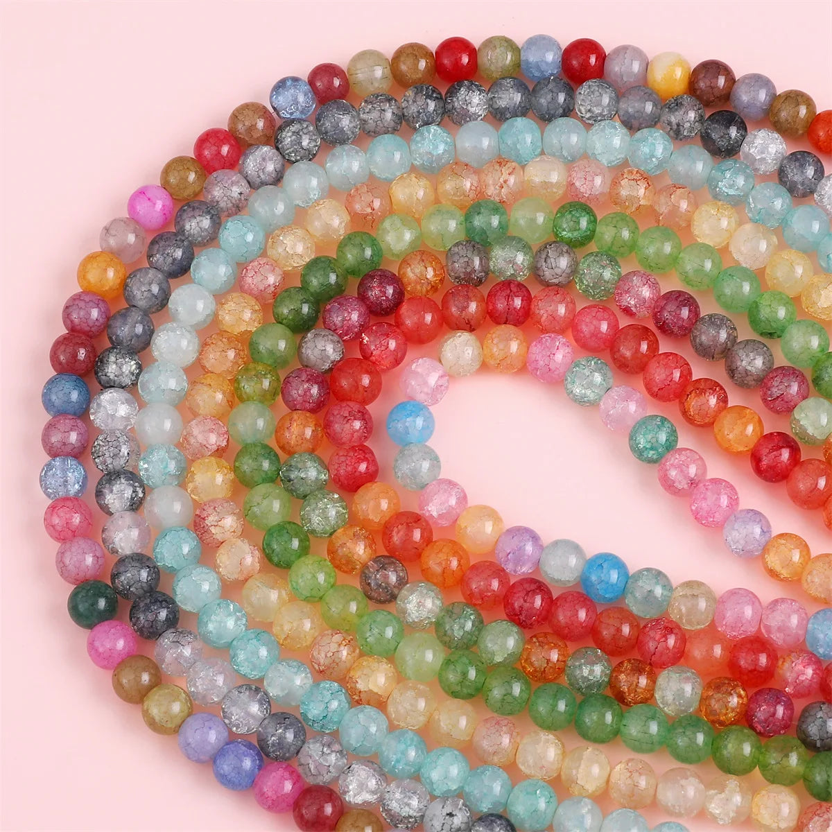 8mm Opaque Round Lampwork Glass Beads for Bracelet Necklace Making Trendy Loose Faceless Crackle Glass Beads Round