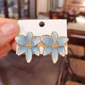 Advanced Design Blue Flower Earrings  New Fashionable Elegant Earrings