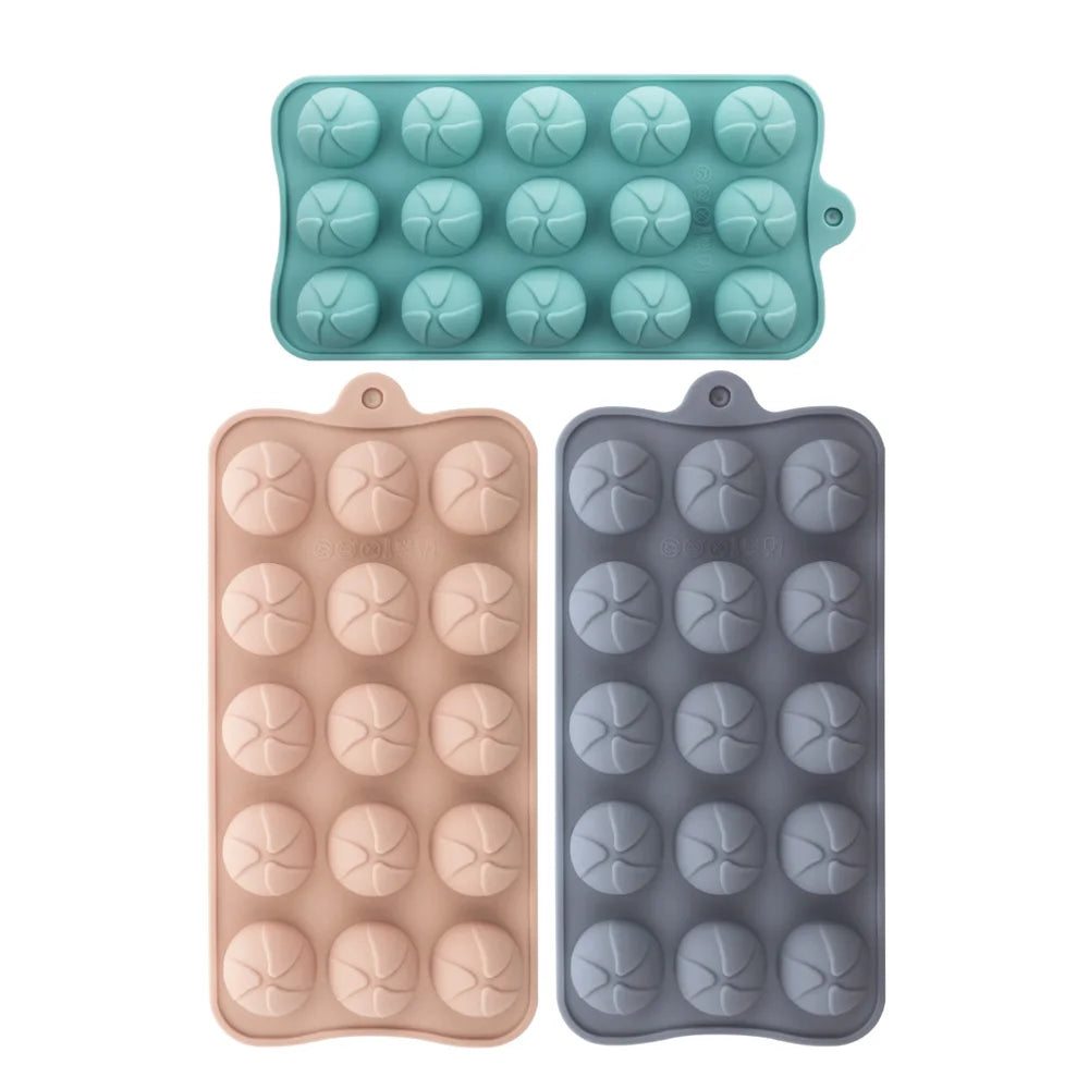 Wholesale BPA Free Nonstick Gummy Cake Moulds Shell Round Shape Mini Chocolate Silicone Molds 15 Cavity Baking Candy Mould