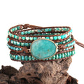 2023 New Fashion Green Natural Stone Healing Beads Wrap Bracelet Collection for Women