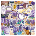 50Pcs Fresh Lavender Flower Graffiti Stickers for Kid Bottle Book Wall Decor Waterproof Glossy Scrapbook Sticker
