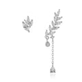 BM-01 Fancy Women Earrings Wholesale 925 Sterling Silver Asymmetric Jewelry Leaf Stud Earring
