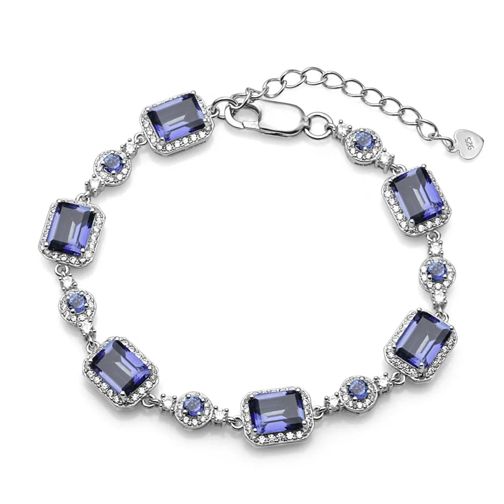 Abiding Wholesale Natural Lolite Blue Mystic Quartz Fashion Elegant Party Women 925 Sterling Silver Bracelet MegaBDM