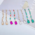 Crystal Geometric Dangle Earrings Crystal Square Tassel Earrings 2023 Hot Sale Glass Long Rhinestone for Party Women CHRISTIAN