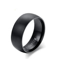 8mm Popular Brushed Black Plated Stainless Steel Finger Ring Jewelry for Men Wedding Band