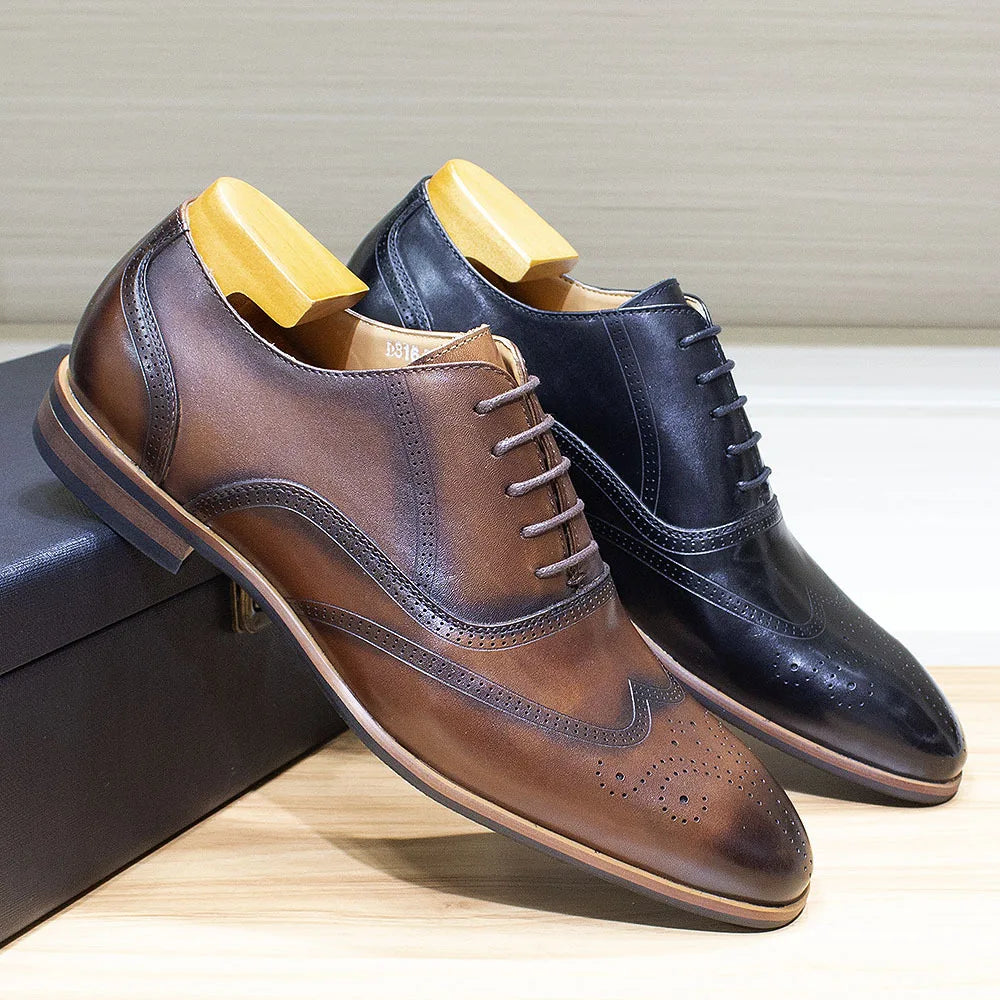 Morili High End Fashion Block Carved Business Casual Oxford Shoes Business Shoes for Wedding Banquet for Mens MSH09