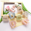 New Fashion Women square 5cm Small PVC Hair Claw Clip Magic Color  Girl Hair Claws Accessories