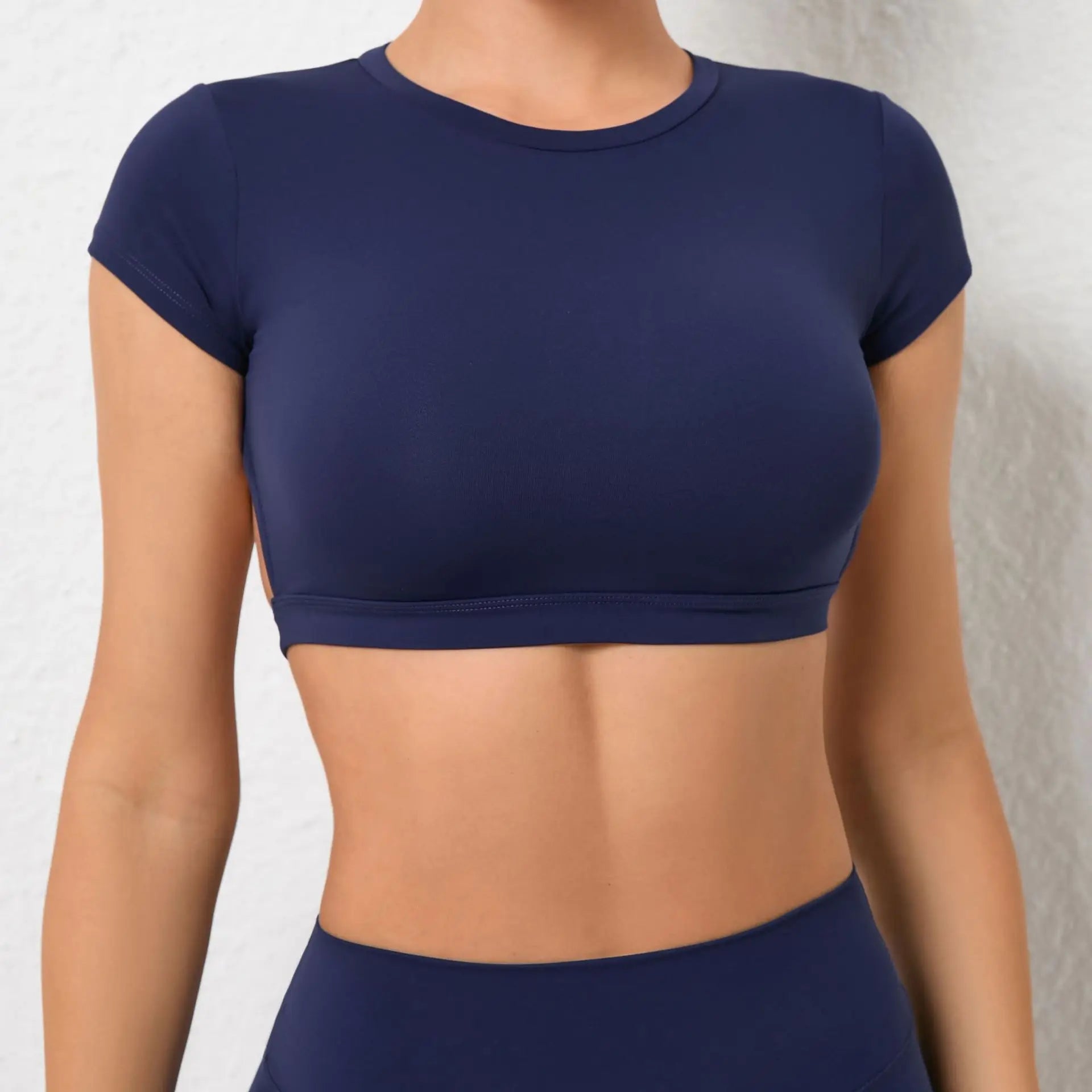 Hot Sale  Women Yoga Set Workout Sportswear Gym Clothing Fitness Short Sleeve Crop Top T Shirt Manufacturer