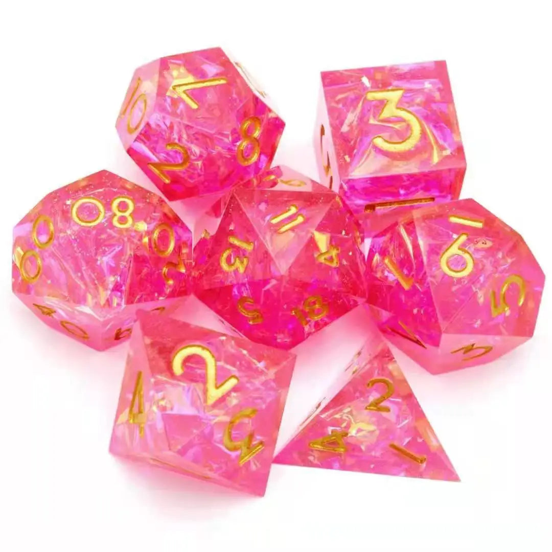 JIAYI S-001 DND Dices Sets D4 D6 D8 D10 D12 D20 Custom Box Polyhedral Polygon Resin Dice 7pcs Acrylic Shapes 14-20mm