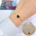 Vintage 18K Gold Plated Herringbone Chain Heart Bracelet Stainless Steel Snake Chain Heart Shaped Bracelet for Women