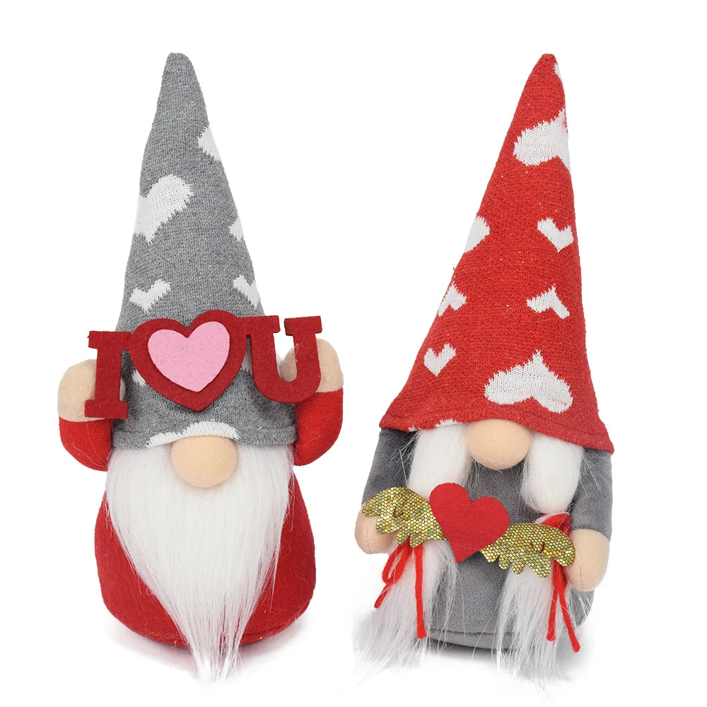 2026 Christmas Valentine's Day Gift Ideas Gnomos Gonk Couple Rudolph Plush Heart Gnomes for Valentines Decor