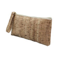 RPET Vegan PU Makeup Bag Wood Pattern Thread Design Simple Cork Clutch Flat Pouch Wristlet Degradable Zipper Closure Fashionable
