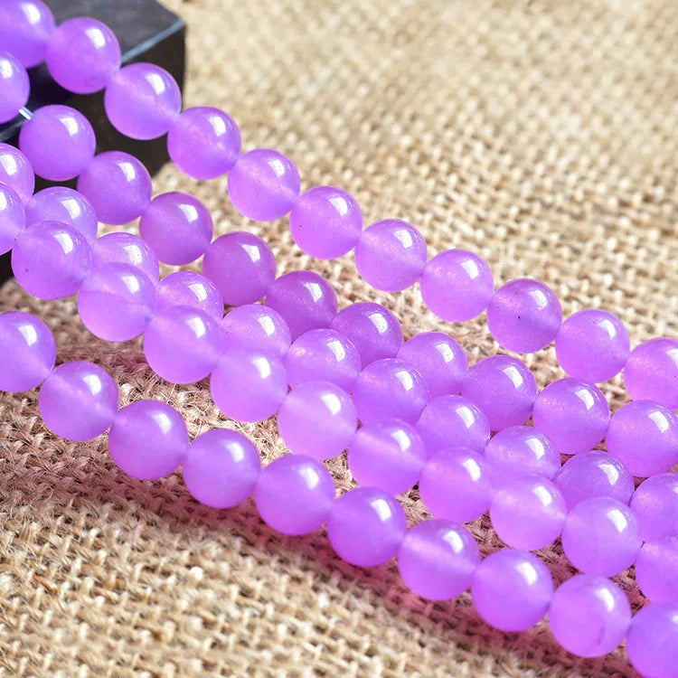 Semi-precious Healing Stone Purple Chalcedony Beads Bracelet Beads Strands Diy Jewelry Accessories Material