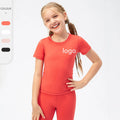 New Girls Summer Sports Short Sleeve Top Skin Friendly Nude Breathable Children's Dance Yoga Running Training Shirt 23207 Custom