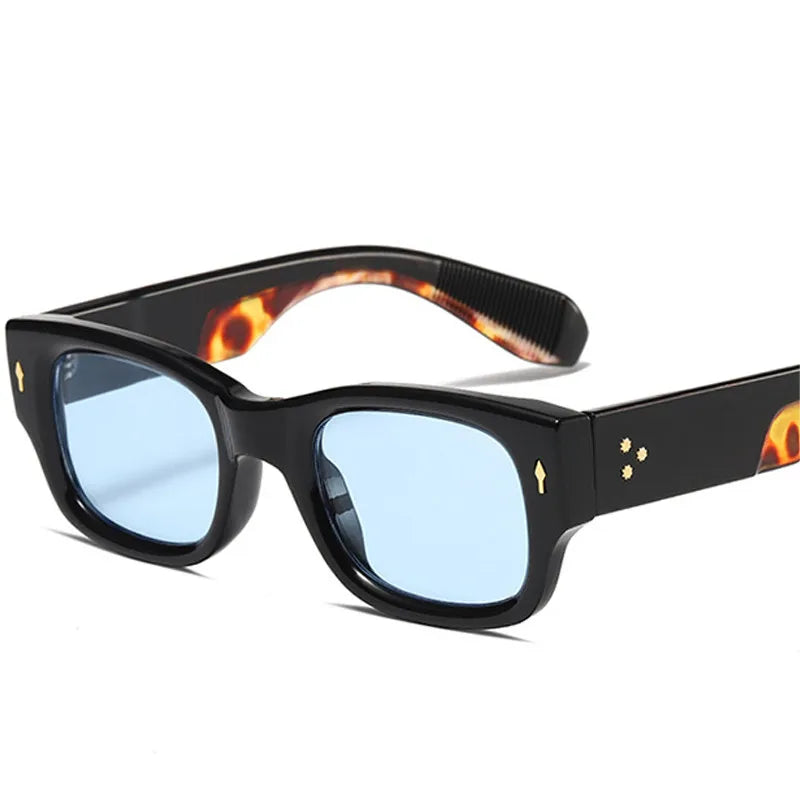 Custom Logo Fashion Vintage Rivets Wide Legs Punk Double Color Sun Glasses UV400 Square Sunglasses Men Women