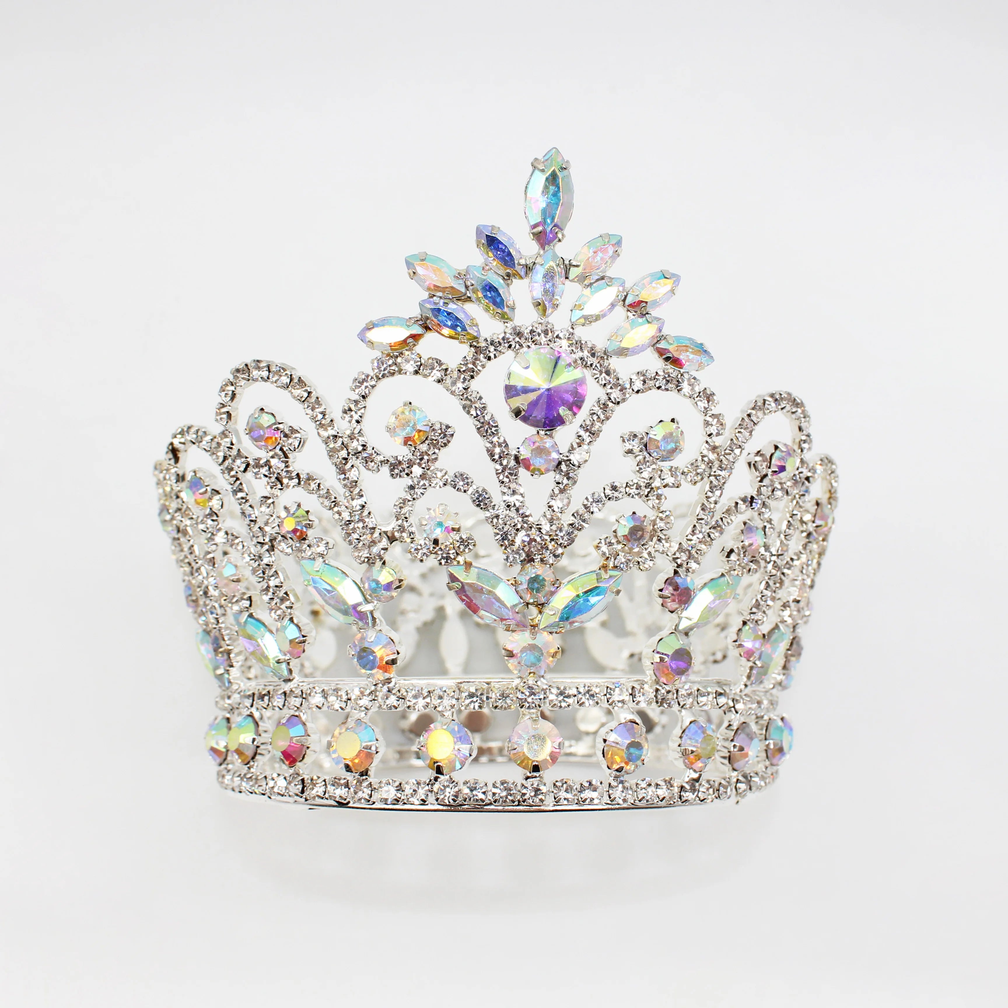 Genya Round Full Size Crystal Rhinestone Hair Jewelry Wedding Women Crown Girls Rhinestone Pageant Tiara 2024