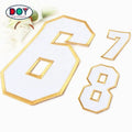 Clothing Patches Wholesale Cheap Iron on Fabric Machine Embroidery Number Badges for Sportswear