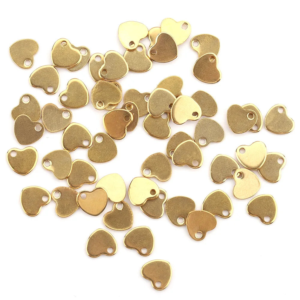 Fashion No Tarnish Stainless Steel 18k Gold Heart Tail Plate Blank Pendant for Necklace Bracelet Extension Chain