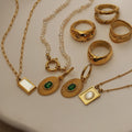 Hot Sale Hypoallergenic Stainless Steel 18k Gold Plated Women Round Shell Filled Square Charm Necklace