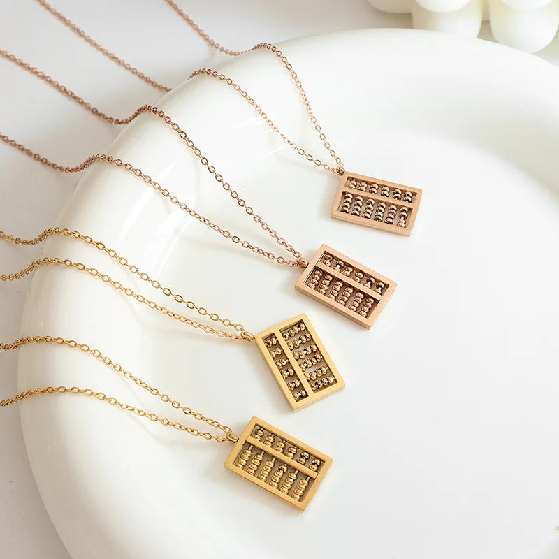 Hot Selling Lucky Abacus High Quality Abacus Pendant Stainless Steel Necklace Movable Bead Stainless Steel Popular Jewelry