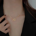 Delicate Luxury 14k Gold Plated Double Heart Stainless Steel Necklace Thin Link Choker for Parties Never Fade-Mother's Gift