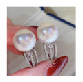 E1755 10-11mm DIY Natural Freshwater Pearl Charm Earrings Mounting Accessory 925 Sterling Silver Gold Plated  Jewelry for Women