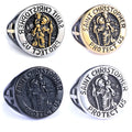 Custom Color Gold PVD Plated St. Christopher Cross Ring Nickle Free Stainless Steel Christian Catholic Style Rings for Party