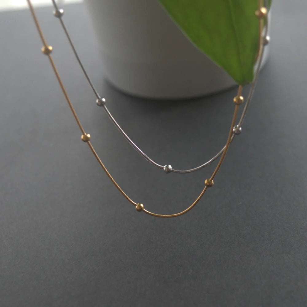 90s Fashion Stainless Steel Summer Outfits Chic Hypoallergenic Gold Asethetic Flat Snake Chain Choker Elegant Necklace Women