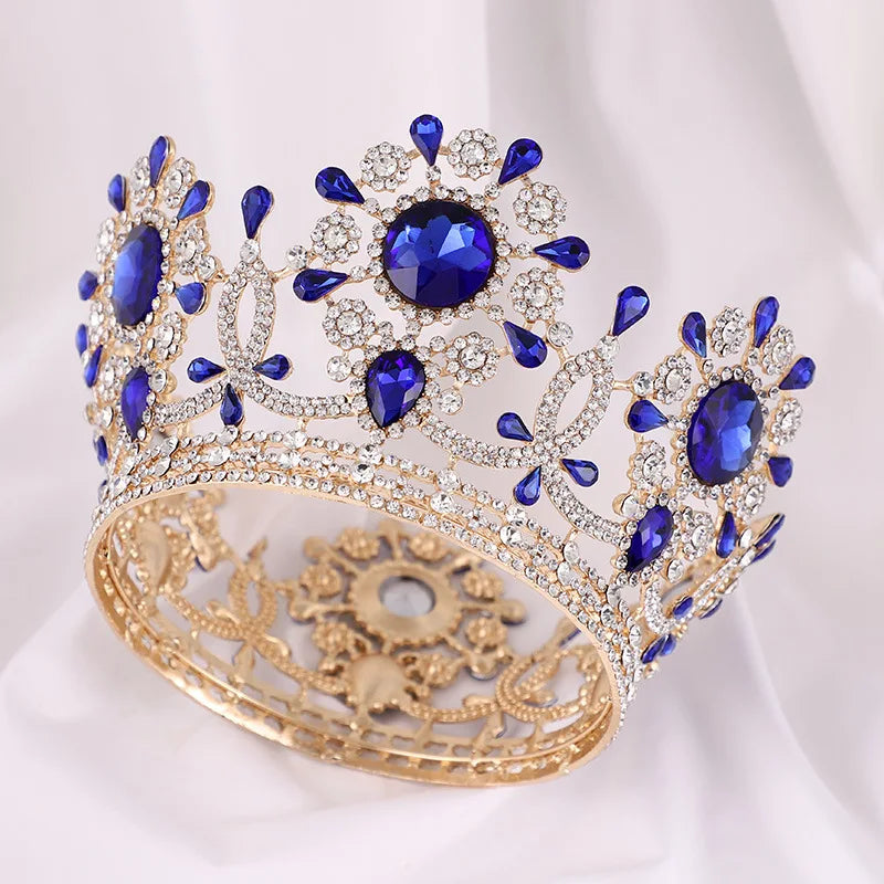 Luxury Silver Gold Full Round Diamond Tiara Pageant Beauty Party Queen Crowns for Girls